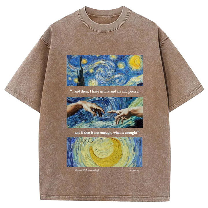 Van Gogh Art Washed Crew Neck T-Shirt