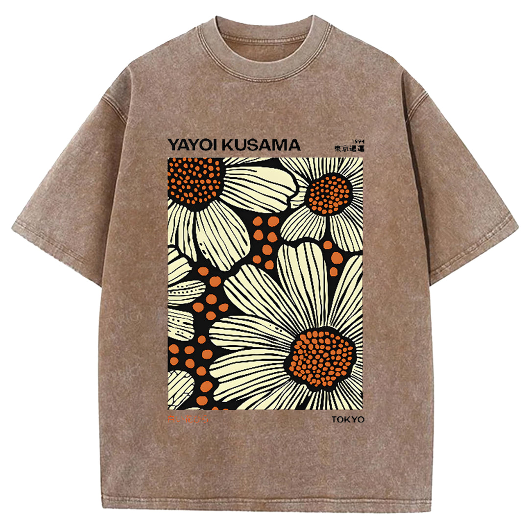 Yayoi Kusama Vintage Japanese Design Washed Crew Neck T-Shirt