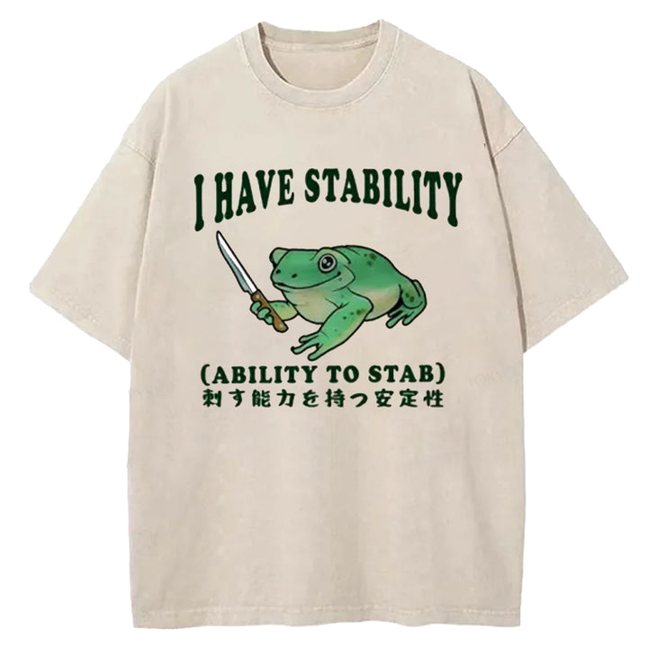 I HAVE STABILITY Washed Crew Neck T-shirt
