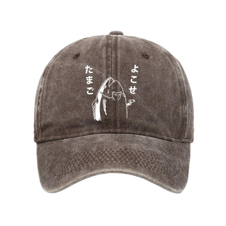Give Me Egg Japanese Fish Washed Cap