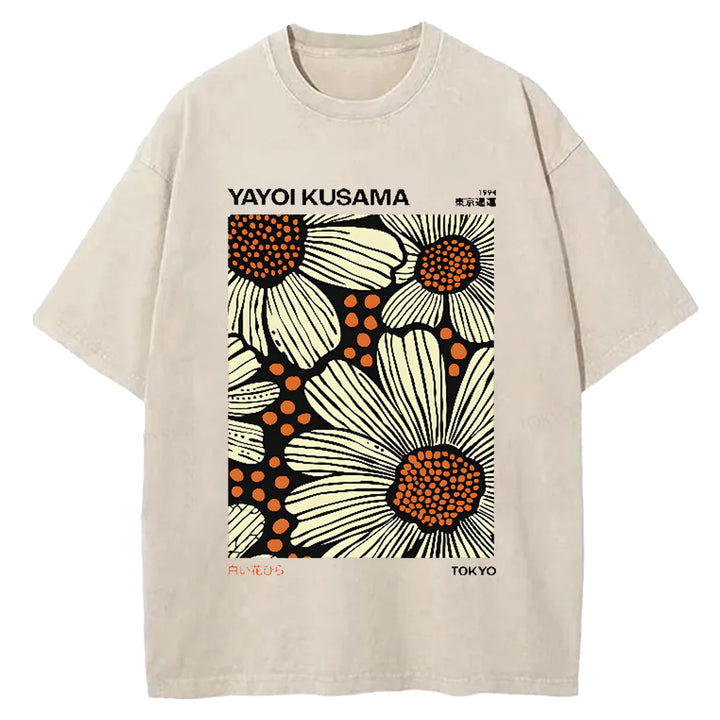 Yayoi Kusama Vintage Japanese Design Washed Crew Neck T-Shirt