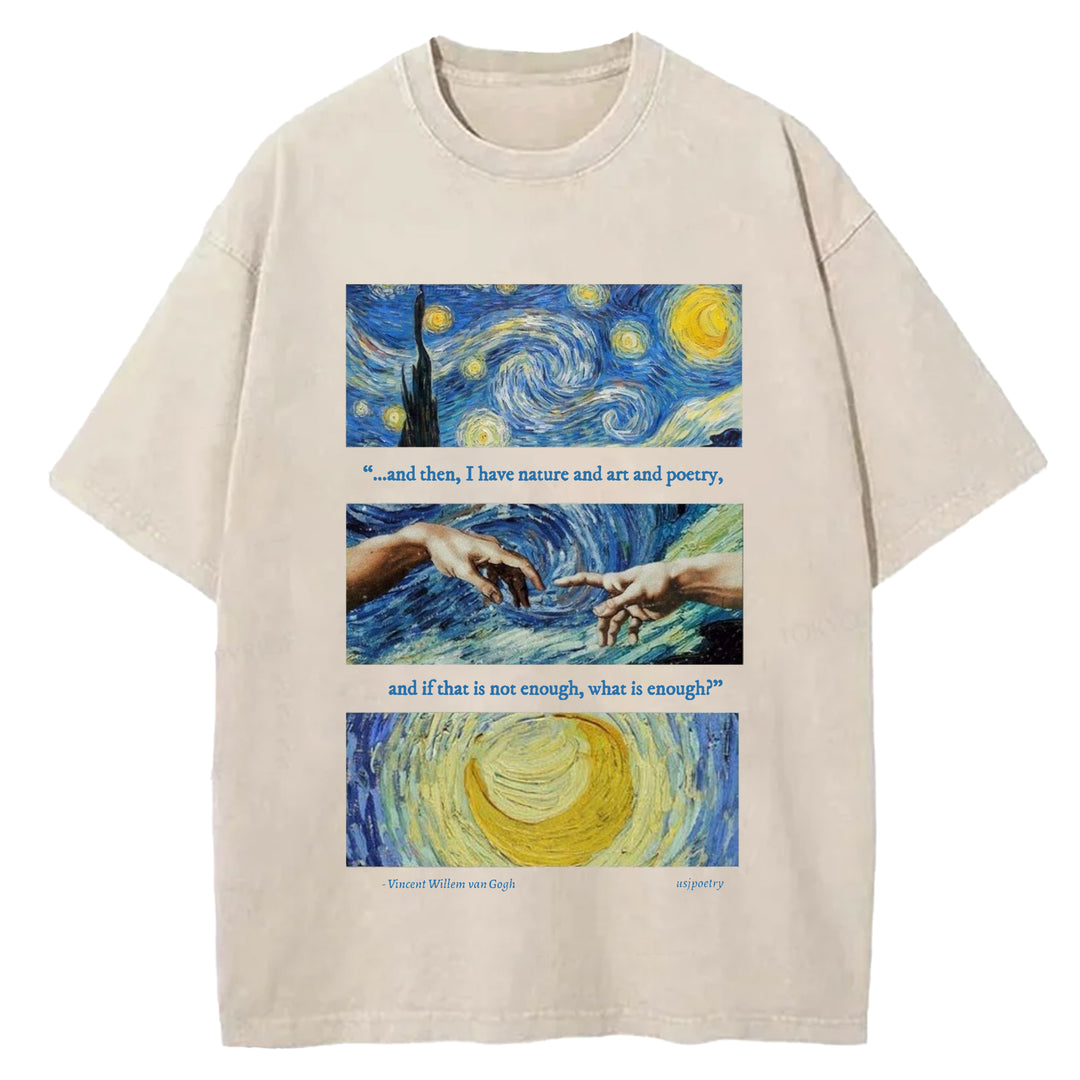 Van Gogh Art Washed Crew Neck T-Shirt