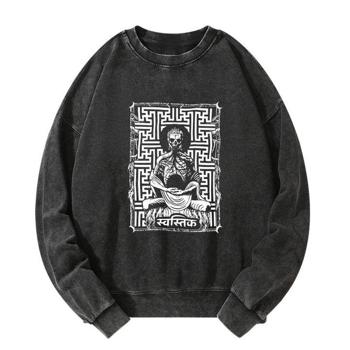 Sayagata Buddha Graphic Washed Sweatshirt