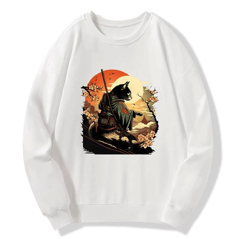 Cat Ninja Ukiyo-e Anime Style Samurai Sweatshirt
