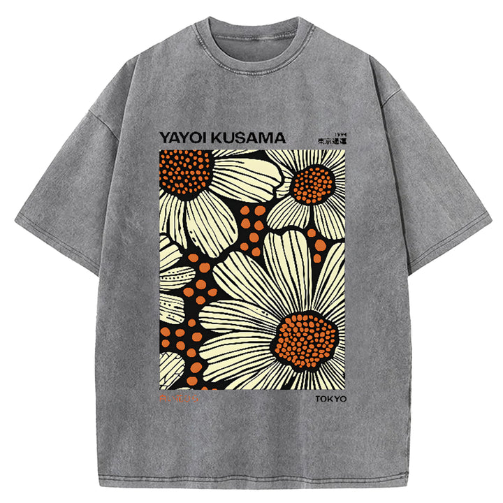 Yayoi Kusama Vintage Japanese Design Washed Crew Neck T-Shirt