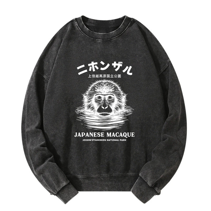 The Macaque Monkey In The Bath Japanese Washed Sweatshirt