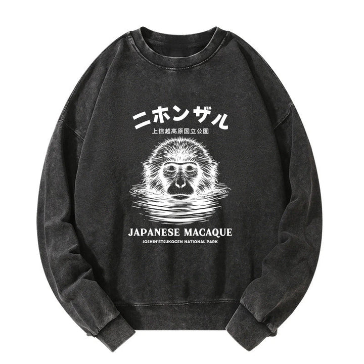 The Macaque Monkey In The Bath Japanese Washed Sweatshirt