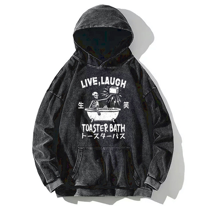 Funny Electric Shock Skeleton Washed Hoodie