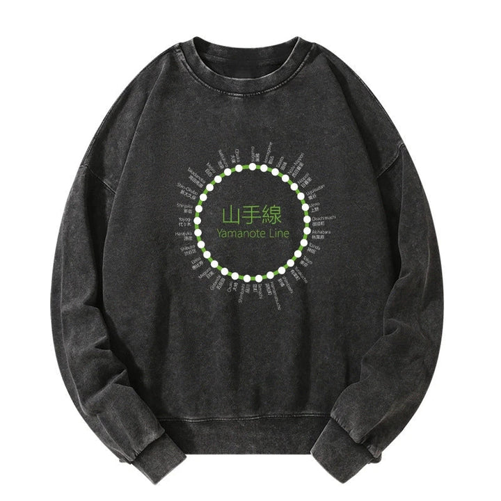 Yamanote Line Stations Circle Washed Sweatshirt