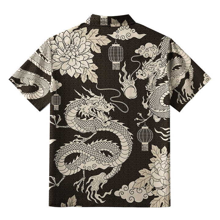Two Dragons Playing With A Pearl Button-up Shirt