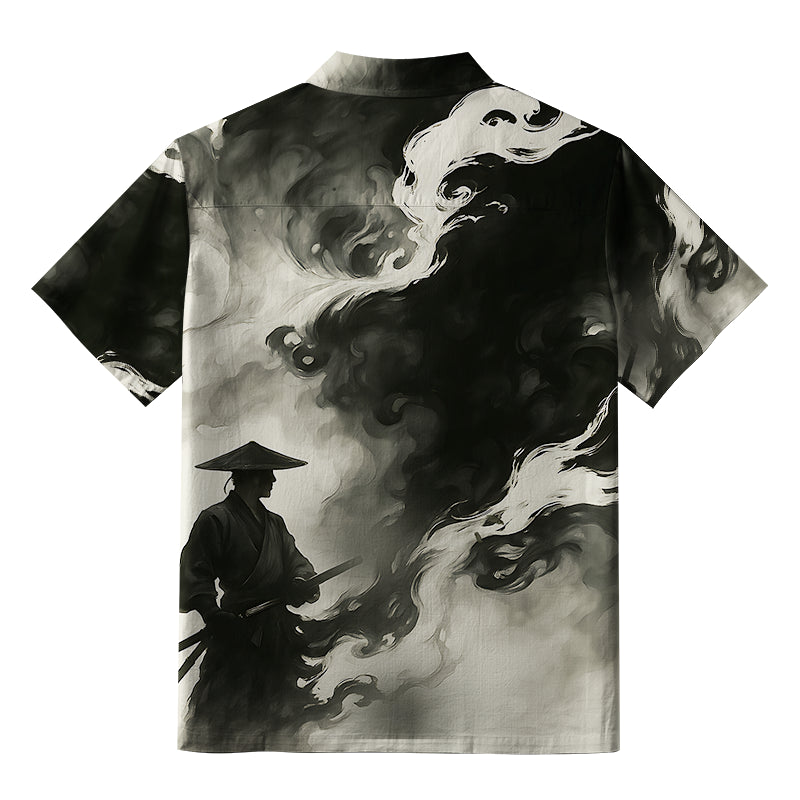 Samurai Amidst The Smoke Button-up Shirt