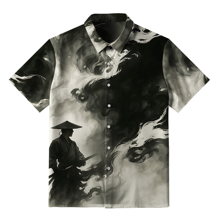 Samurai Amidst The Smoke Button-up Shirt