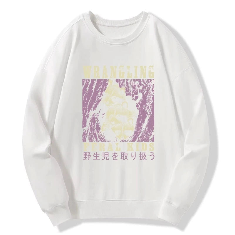 Wrangling Feral Raccoon Kids Sweatshirt