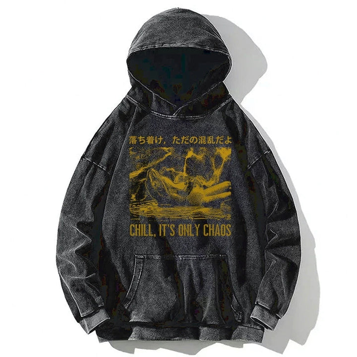Cool Frog Japanese Washed Hoodie