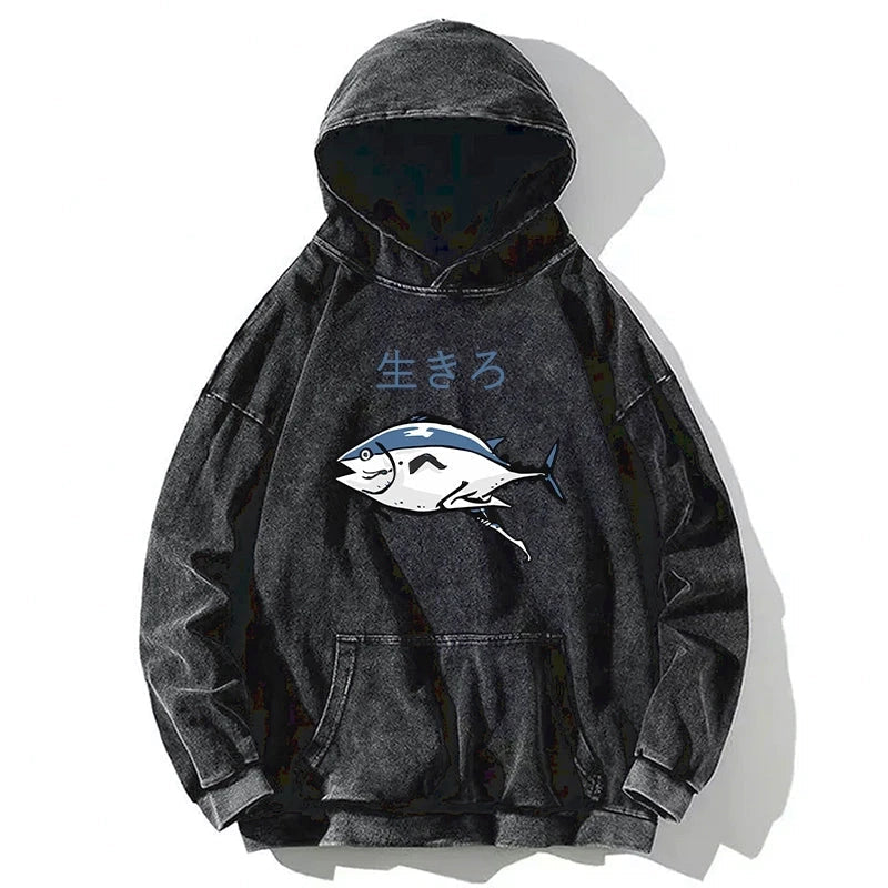 Running Fish Washed Hoodie