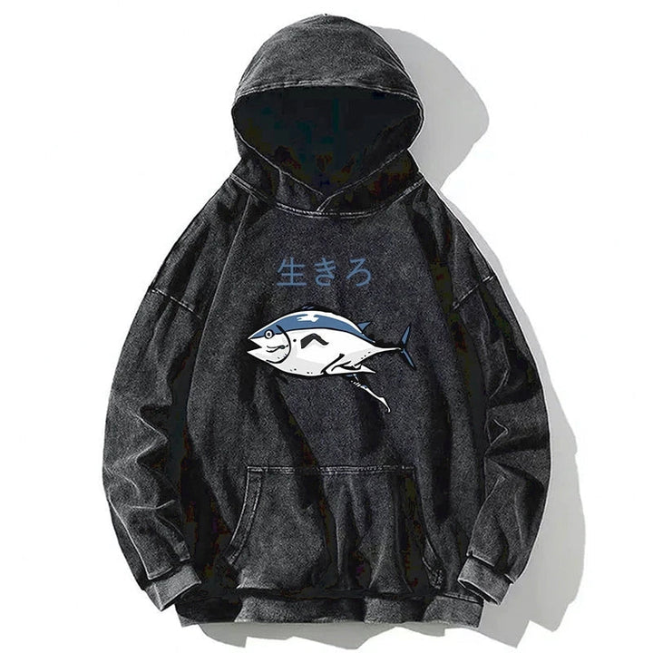 Running Fish Washed Hoodie