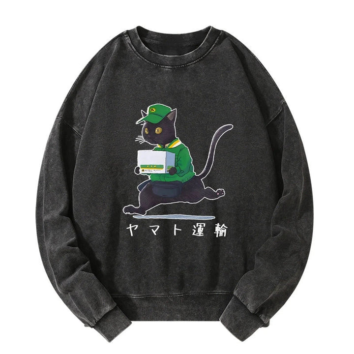 Black Cat Appreciation Day Washed Sweatshirt