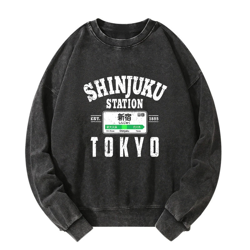 Shinjuku Station Yamanote Line Washed Sweatshirt