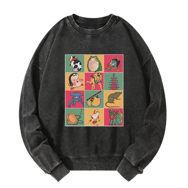 Japanese Characteristic Goods Washed Sweatshirt