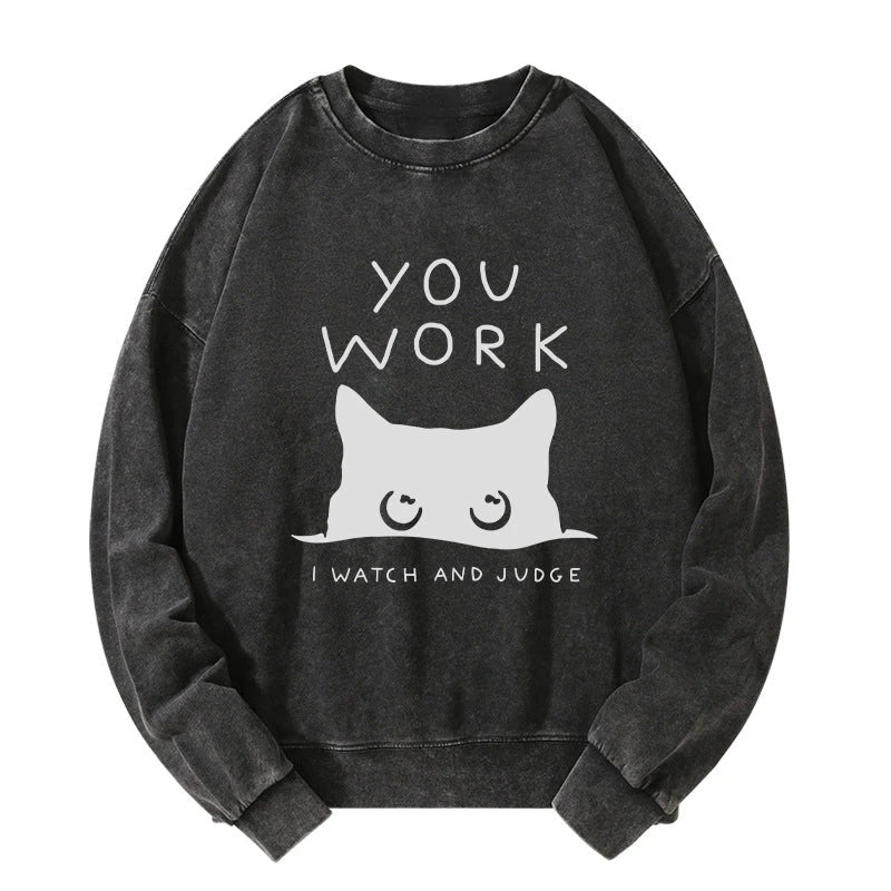A Cat That Spies Washed Sweatshirt