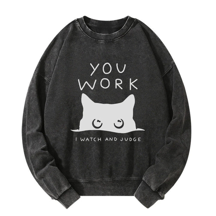 A Cat That Spies Washed Sweatshirt