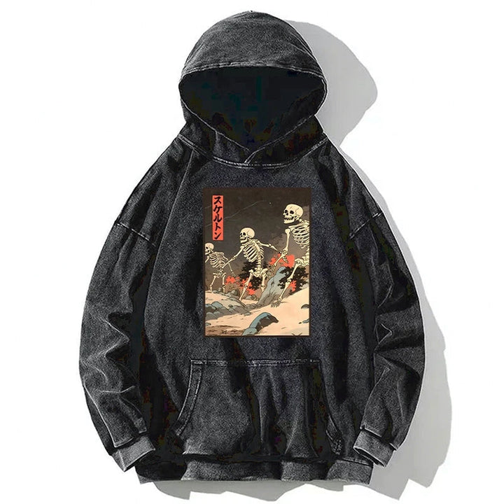 Japanese Rising Skeletons Washed Hoodie