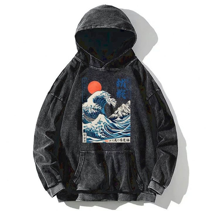 Ukiyo-e Ocean Waves Japan Washed Hoodie