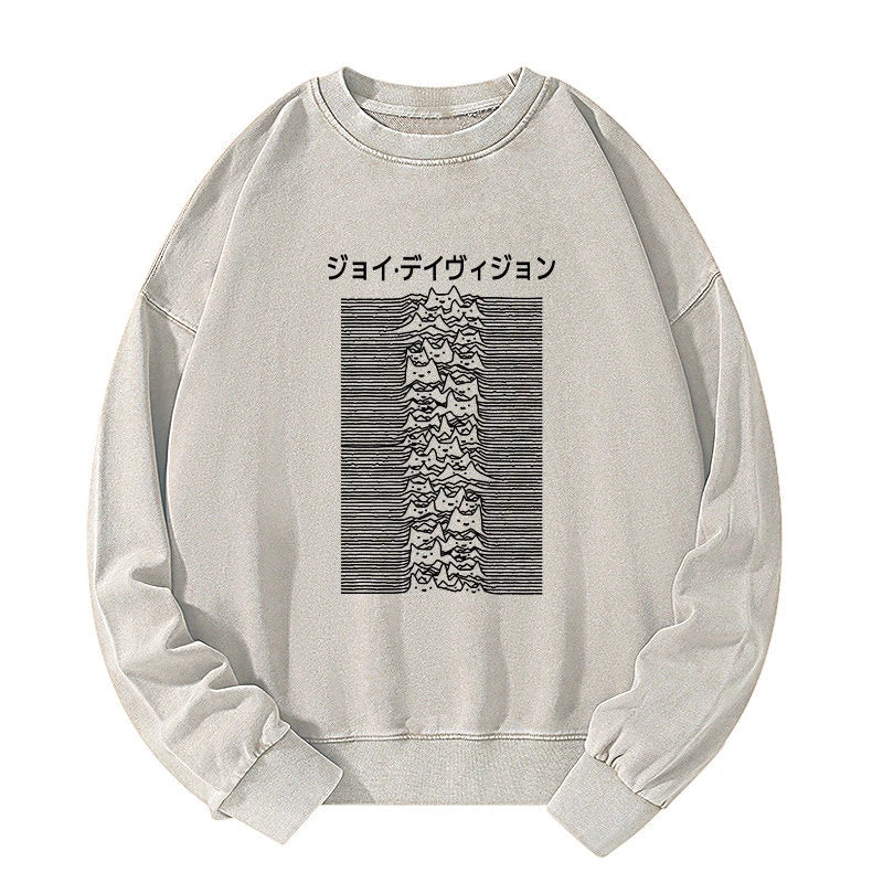 Funny Cat Davision Washed Sweatshirt
