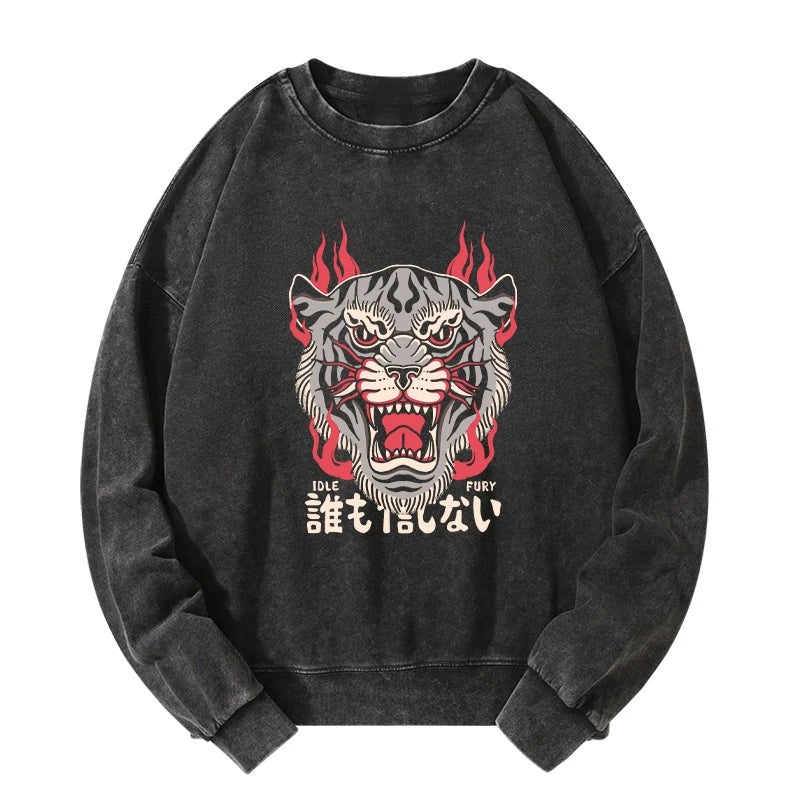 Japanese Tiger Fire Washed Sweatshirt