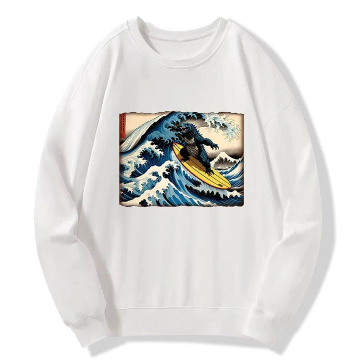 Dinosaur Surfing Japanese Sweatshirt