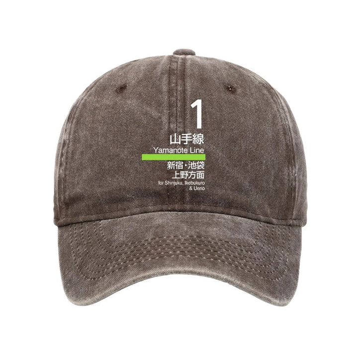 Tokyo Yamanote Line Platform Sign Washed Cap