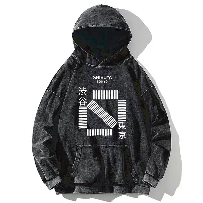 Japanese Shibuya Crossing Washed Hoodie