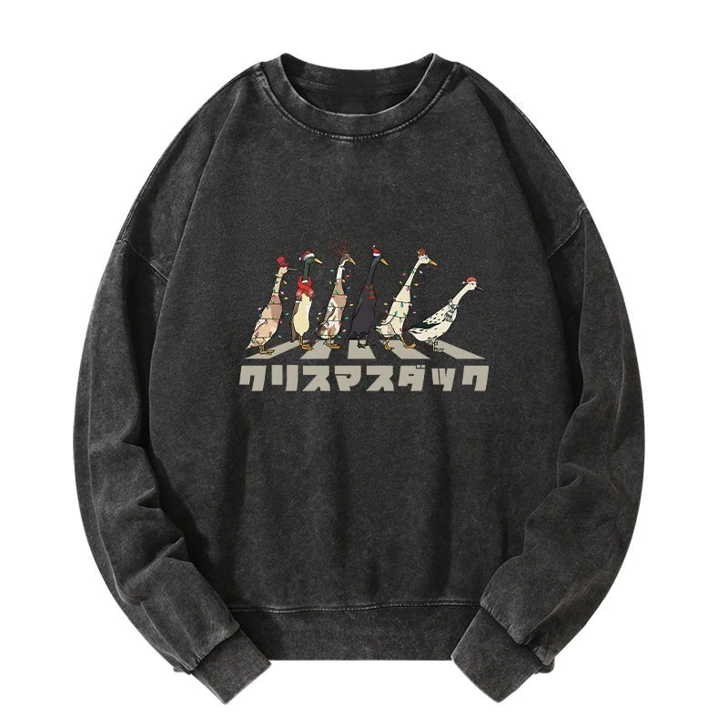 Funny Christmas Ducks Washed Sweatshirt