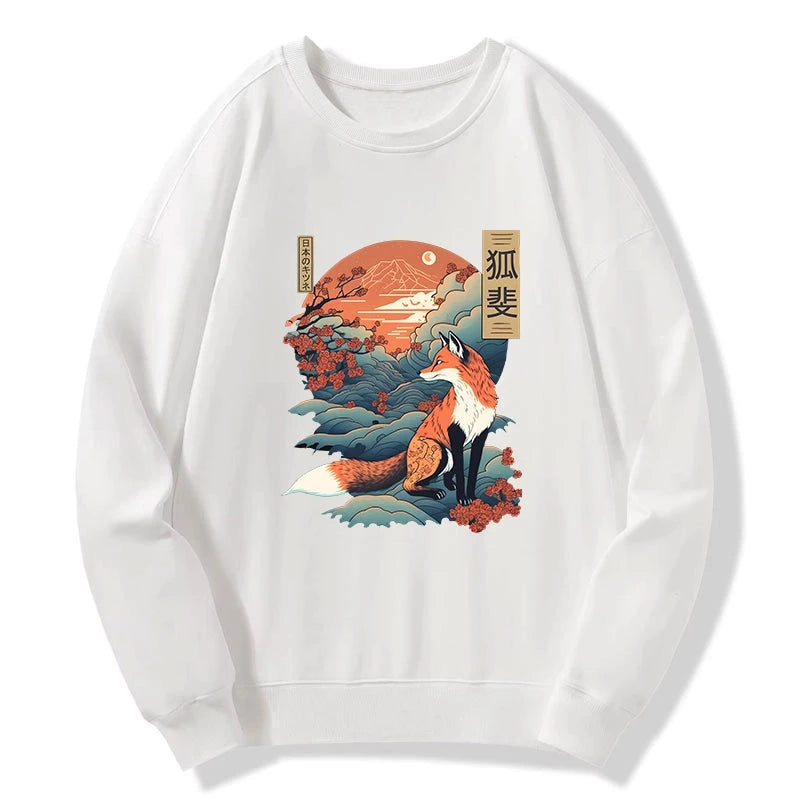 Japanese Kitsune Fox Sakura Sweatshirt
