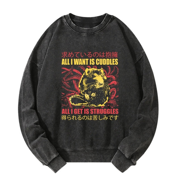 All I Want Is Cuddles Washed Sweatshirt