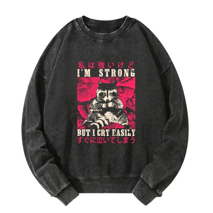 I Am Strong Raccoon Washed Sweatshirt