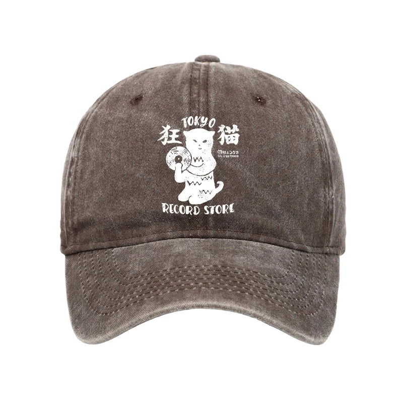Tokyo Record Store Cat CD Washed Cap