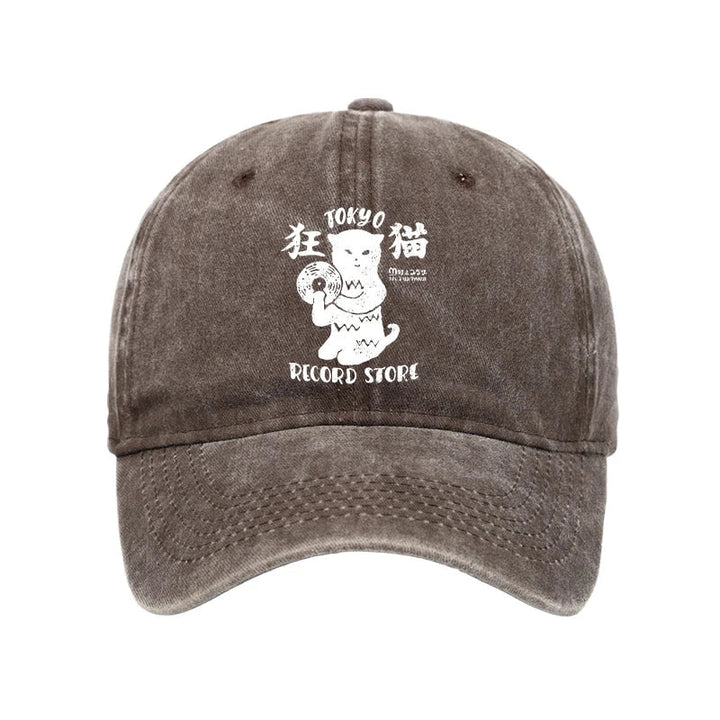 Tokyo Record Store Cat CD Washed Cap