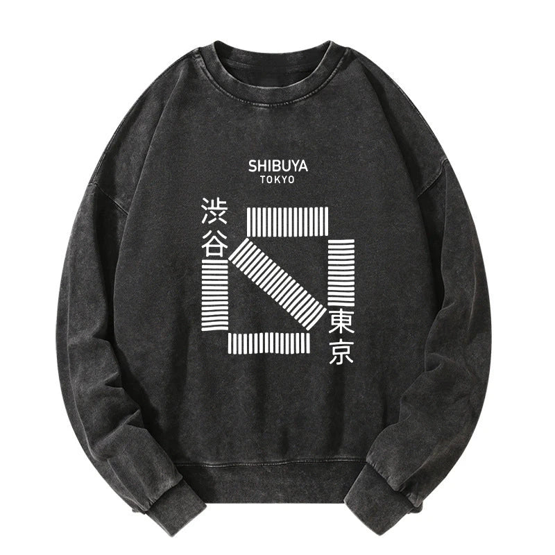 Japanese Shibuya Crossing Washed Sweatshirt