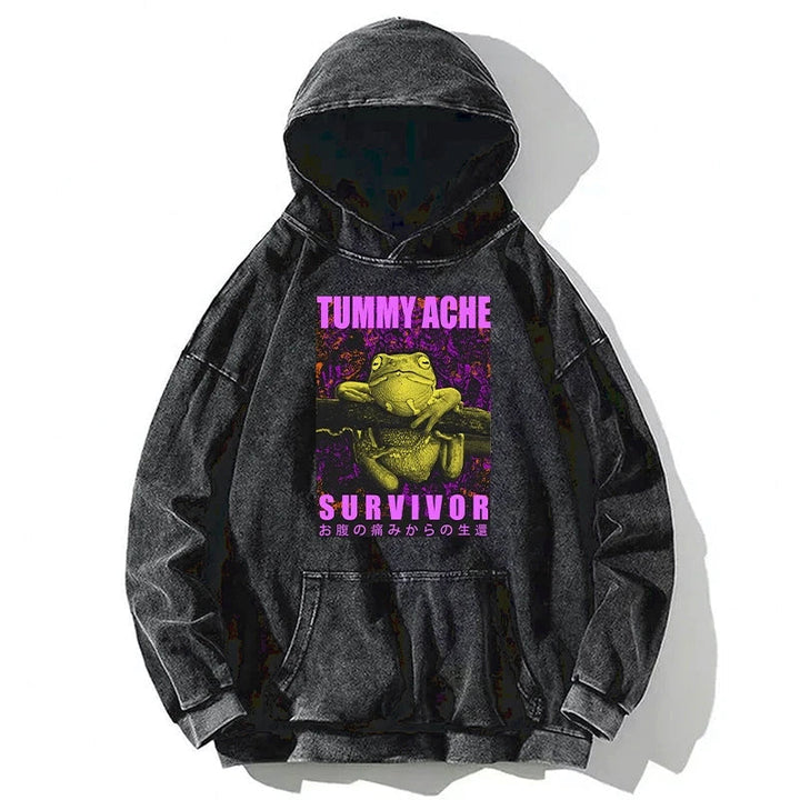 A Frog With Stomachache Washed Hoodie