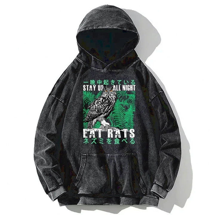 Owls Prey On Rats At Night Washed Hoodie
