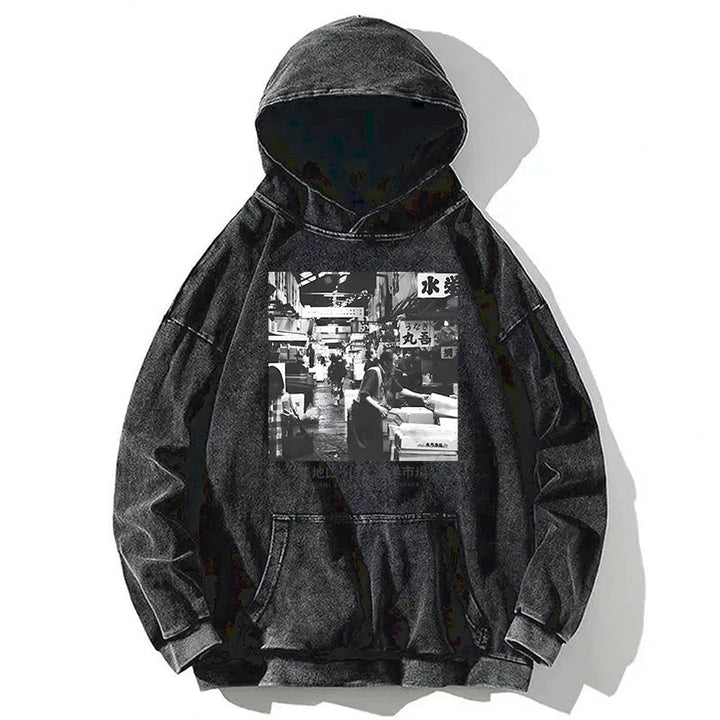 Tsukiji Fish Market Photo Washed Hoodie