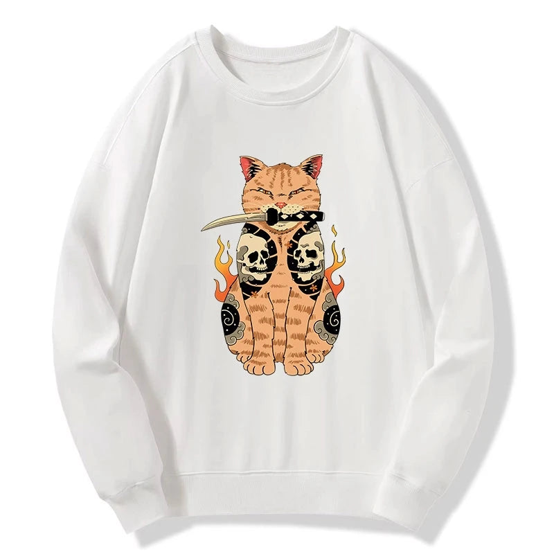 Catana Cat Skull Tattooed Samurai Sweatshirt