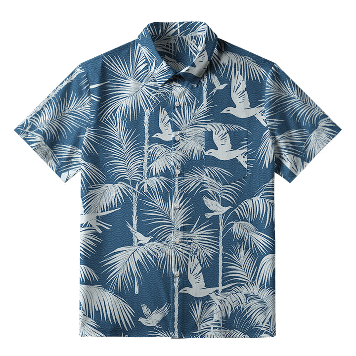 Palm Tree And Flying Birds Button-up Shirt