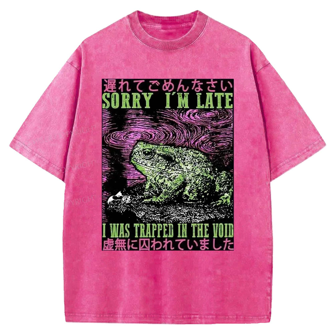 SORRY I'M LATE I WAS TRAPPED IN THE VOID Washed Crew Neck T-shirt