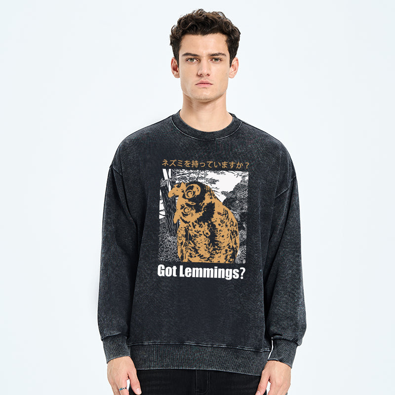 Do You Have Lemmings Japanese Washed Sweatshirt
