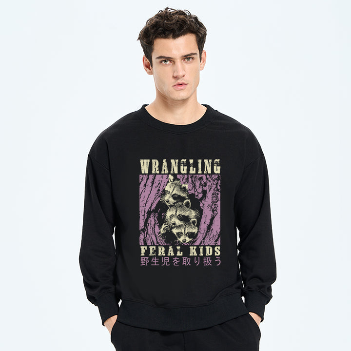 Wrangling Feral Raccoon Kids Sweatshirt