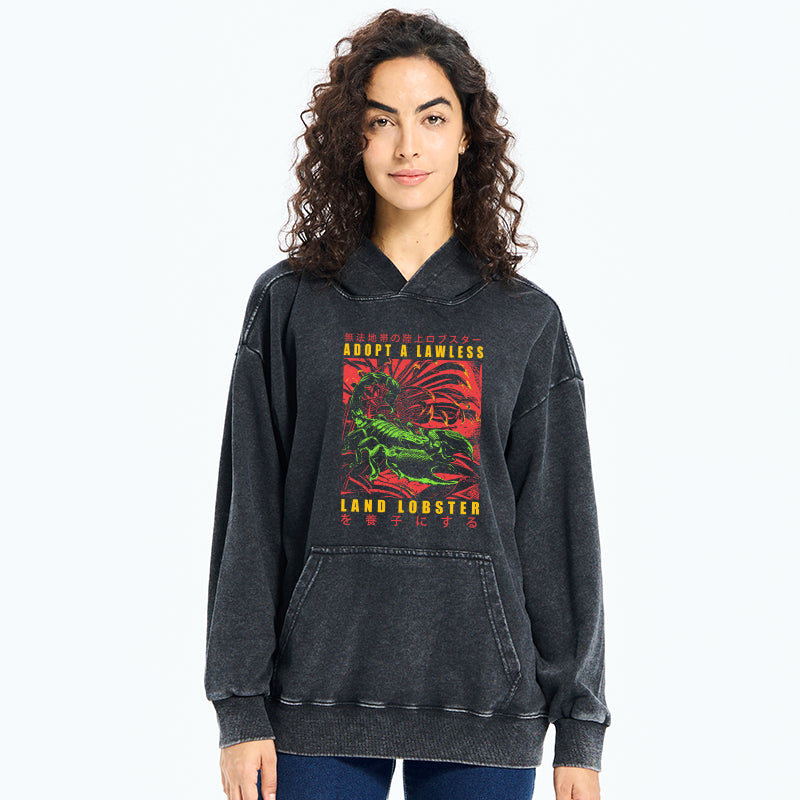 Adopting A Land Lobster Japanese Washed Hoodie