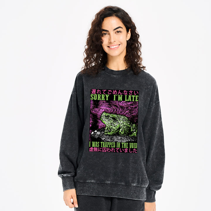 Frogs Trapped In The Void Washed Sweatshirt