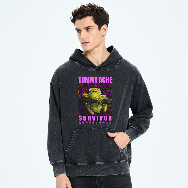 A Frog With Stomachache Washed Hoodie